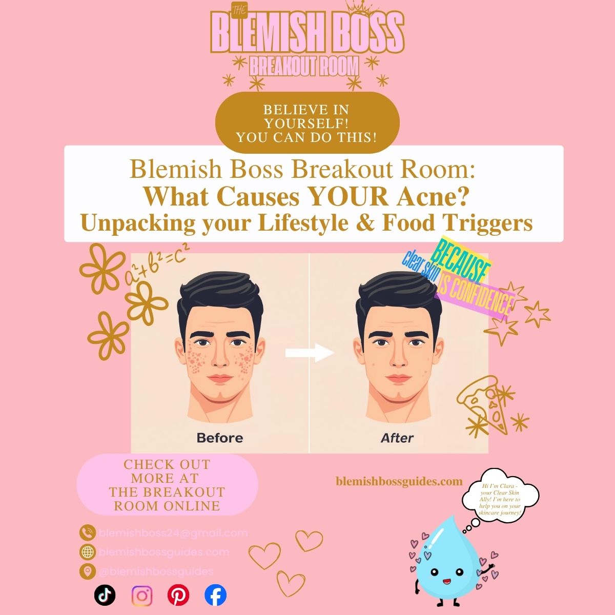 ✨ Blemish Boss ULTIMATE Acne Guide - Easy Acne Guide Skincare Routine, Teen Acne Treatment, Adult Acne, Adult Acne BRO, Sample Menu for 30 days; Cystic Acne Guide; Vitamins and Minerals