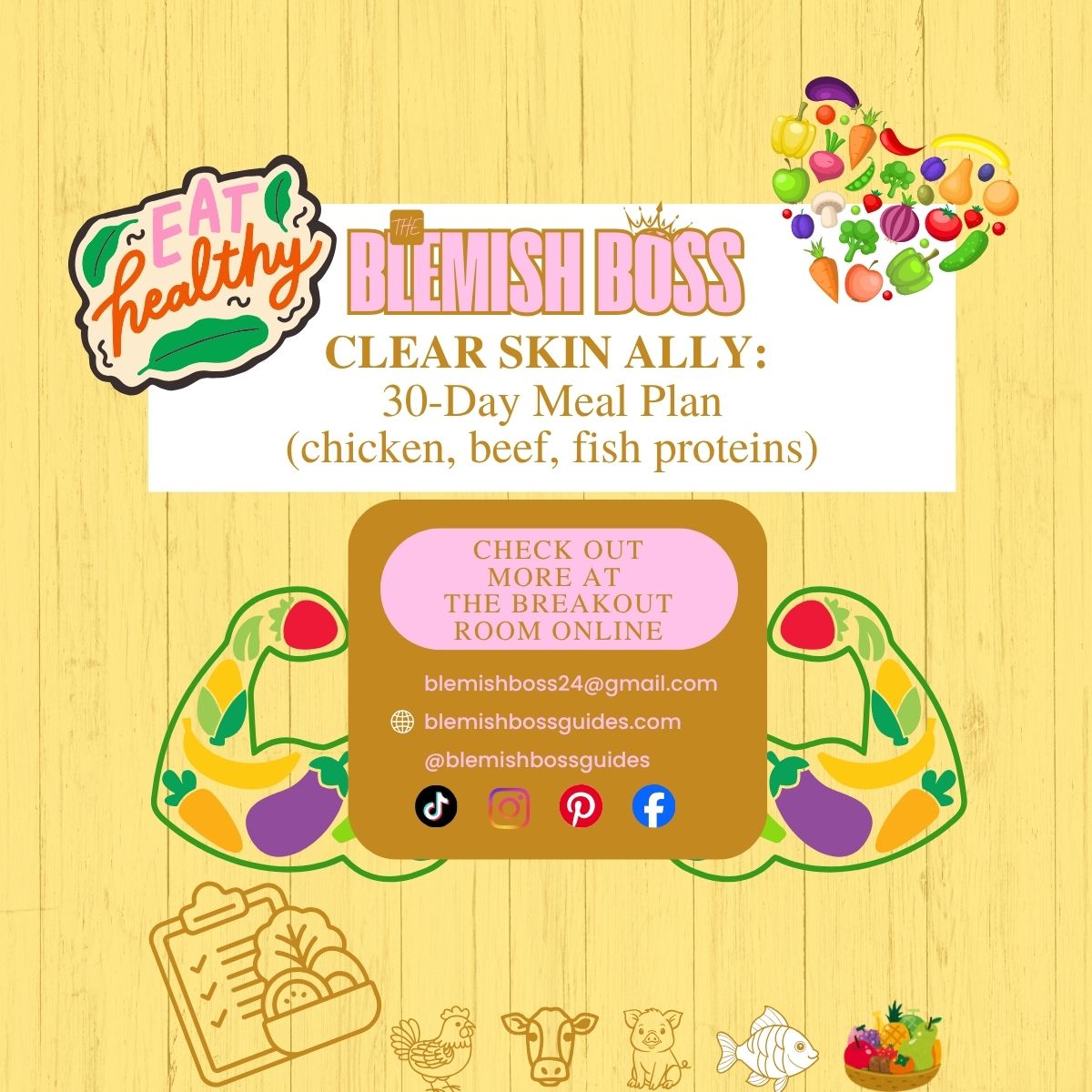 🍴 Blemish Boss Clear Skin Ally - 30-Day Acne-Safe Meal Plan (Regular Diet) — Clear Skin Nutrition Blueprint