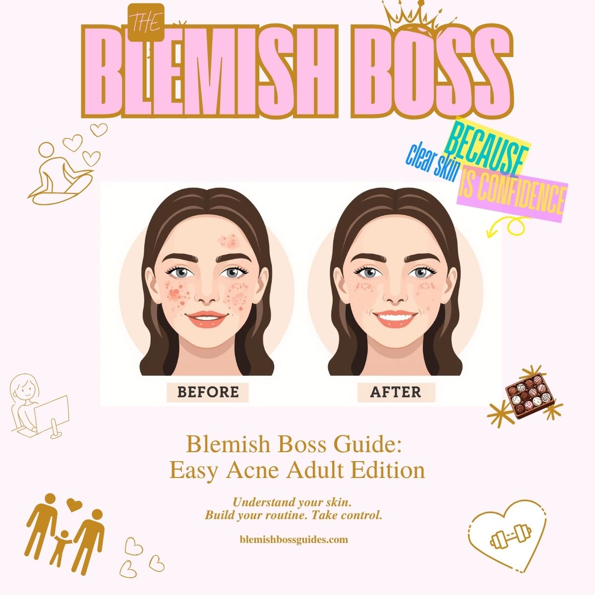 ✨ Blemish Boss ULTIMATE Acne Guide - Easy Acne Guide Skincare Routine, Teen Acne Treatment, Adult Acne, Adult Acne BRO, Sample Menu for 30 days; Cystic Acne Guide; Vitamins and Minerals